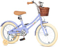 Bixike Retro Design Girls Bike with Basket and Coaster Brake for 3-13 Years Old Kids, 14 16 18 Inch Bicycle for Toddlers with Training Wheels, 20 Inch with Kickstand, Multiple Colors