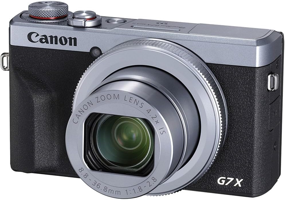 Canon PowerShot G7 X Mark III Digital Camera (Silver) (3638C001) + 2 x 64GB Memory Card + 2 x NB13L Battery + Card Reader + LED Light + Corel Photo Software + HDMI Cable + Case + More