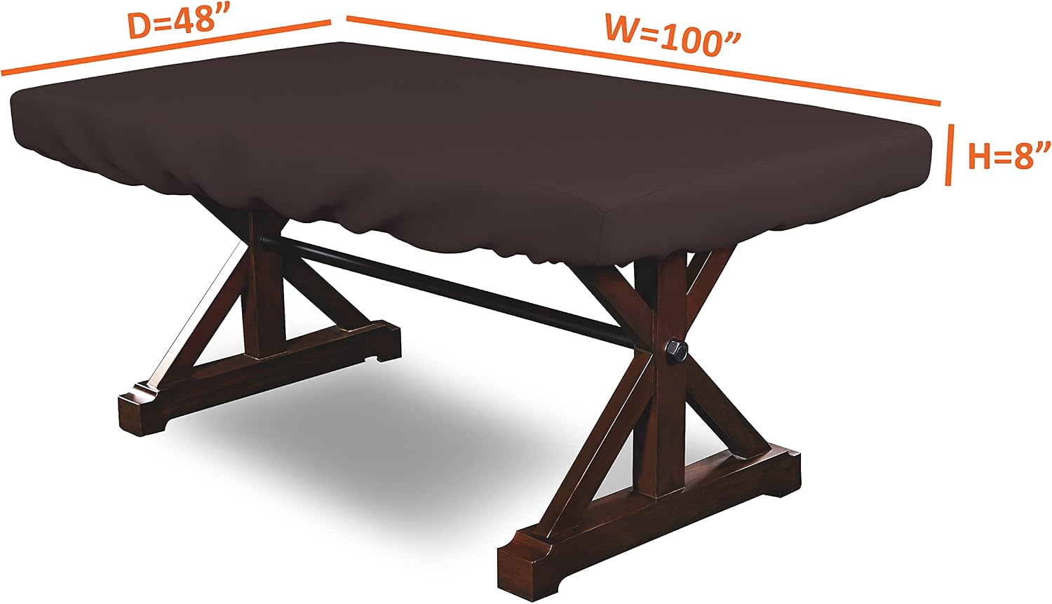 Covers & all Poker Table Cover 12 Oz Waterproof - 100% Weather Resistant Outdoor Game Table Cover with Elastic at 4 Sides (100' W x 48' D x 8' H Inches, Coffee)