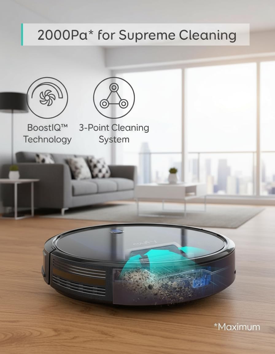 eufy Robot Vacuum 15C Sim, Max 2000pa Suction, Super Thin, Robot Vacuum Cleaner, Self-Charging Robotic Vacuum Cleaner