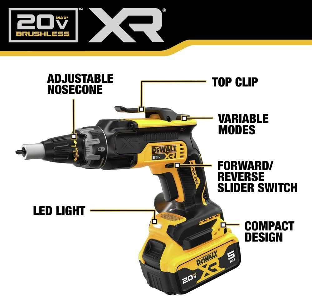 DEWALT 20V MAX XR Drywall Screw Gun and Impact Driver, Power Tool Combo Kit, 2 Batteries and Charger Included (DCK268P2)
