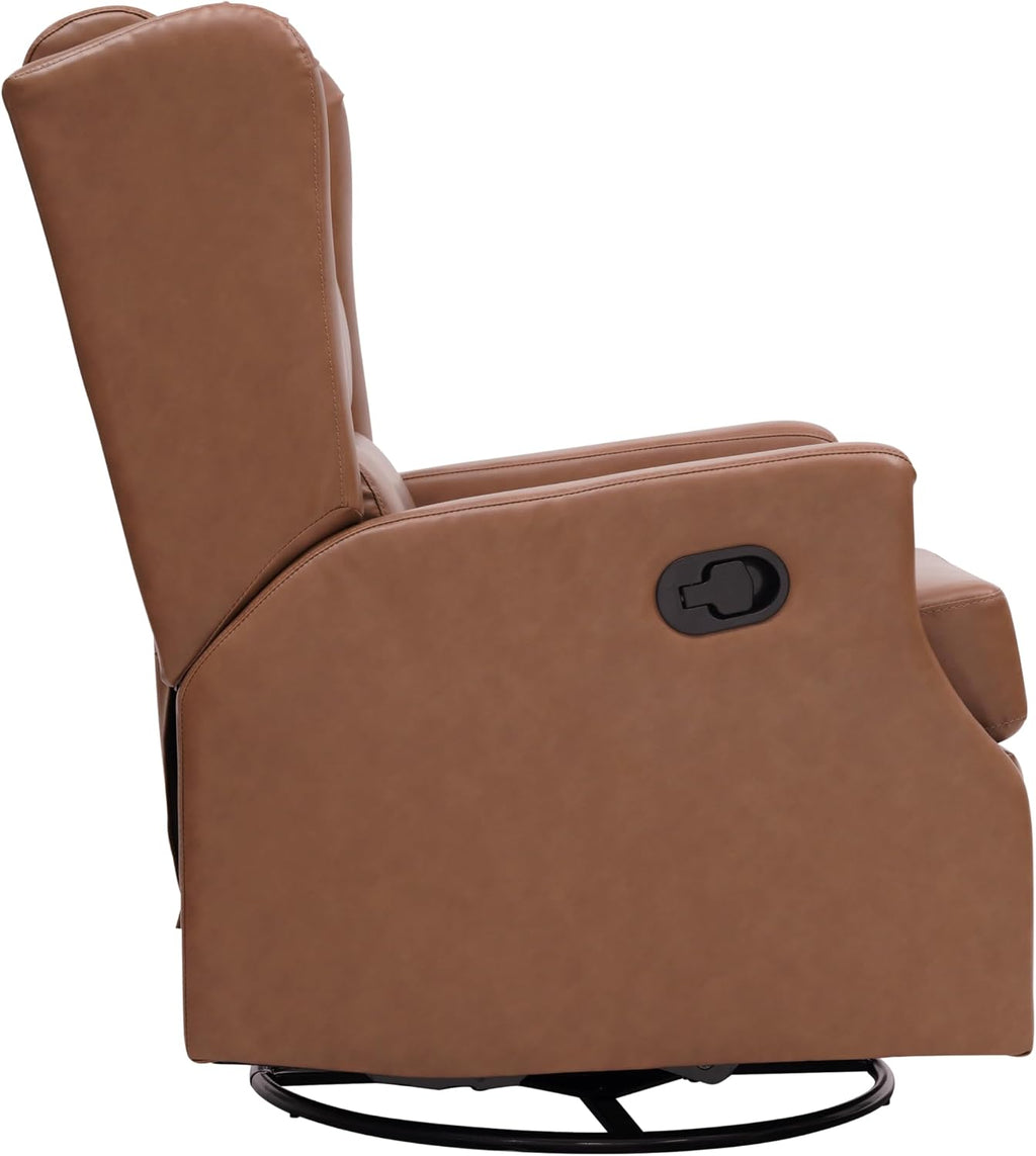 Flash Furniture Omma Swivel Glider Rocking Recliner, Manual Wingback Recliner with 360 Degree Swivel, for Living Room, Bedroom, or Nursery, Cognac LeatherSoft