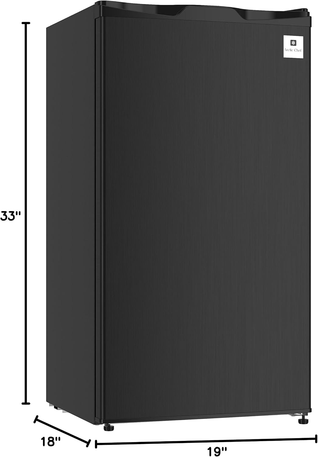ARCTIC CHEF ACFR335, 3.2 Cu Ft Compact Design Mini Fridge with Freezer, Stainless, Black SS