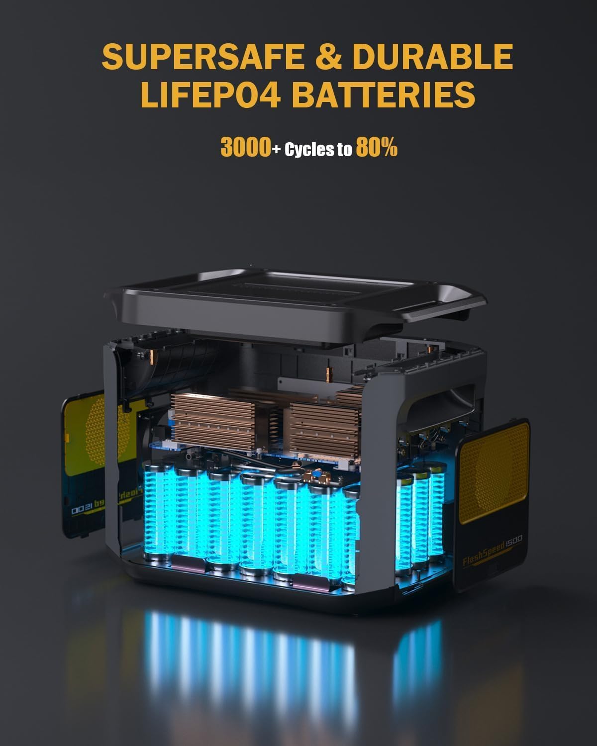 VTOMAN FlashSpeed 1500 Portable Power Station 1548Wh, Recharge 0-100% within 1H, LiFePO4 (LFP) Battery Powered Solar Generator with 110V/1500W AC Output/Input, 100W USB Port