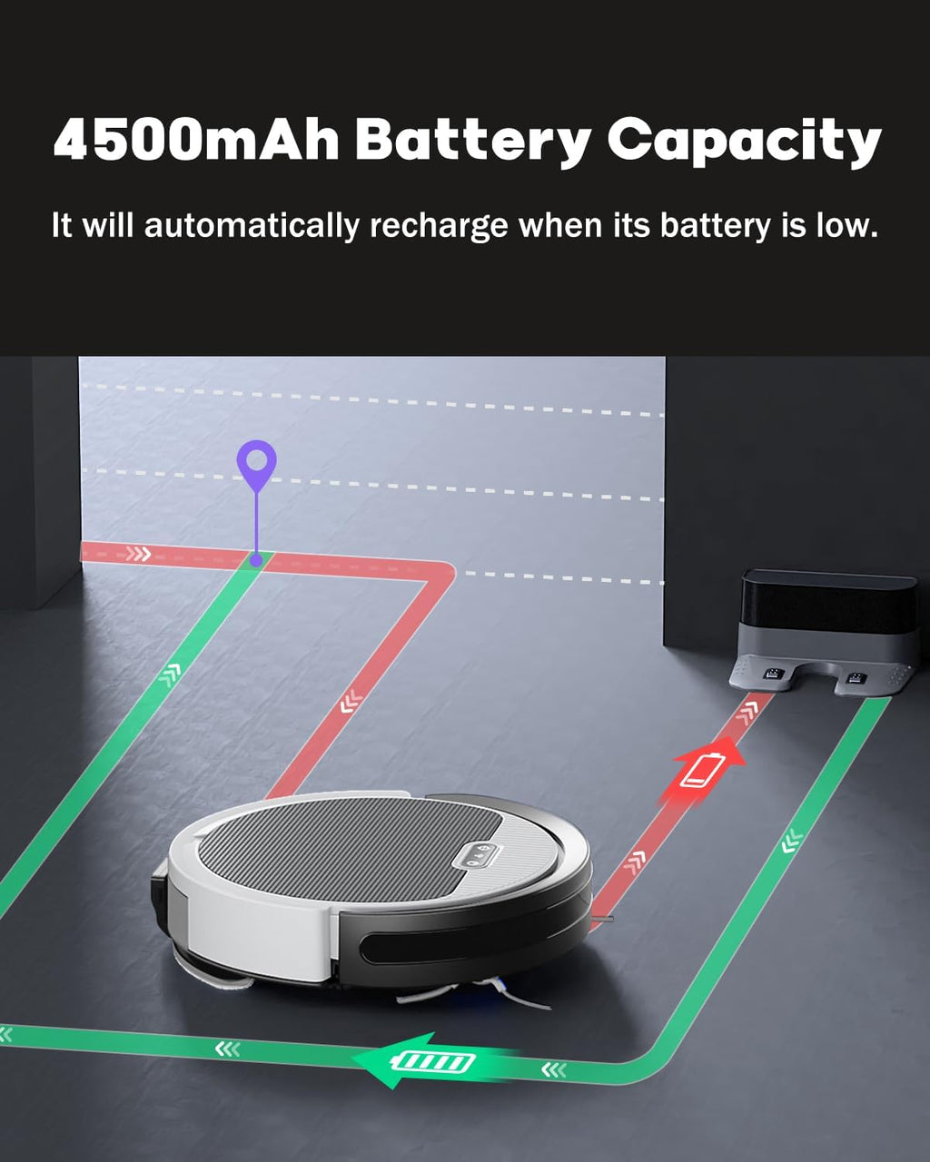 V3 2 in 1 Robot Vacuum and Mop Combo，5000Pa Suction, Works with 2.4G WiFi/Alexa/App/Remote Control, Schedule Cleaning, Automatic Self-Charging, Ideal for Pet Hair, Hard Floor and Carpet