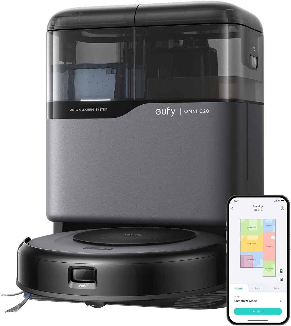 eufy Certified Like-New Omni C20 Robot Vacuum and Mop Combo, Self-Emptying, Auto Mop Washing & Drying for Hands-Free Cleaning, 7000 Pa Suction (Renewed)