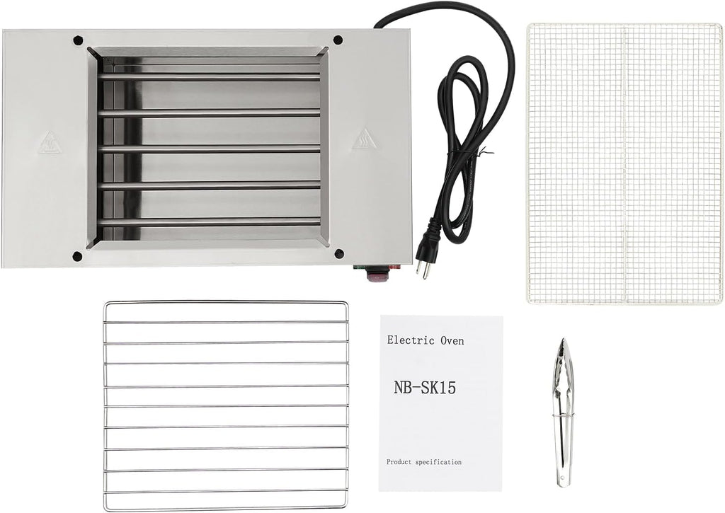 Electric Indoor Outdoor Grill 1500W Countertop BBQ Grill Removable Smokeless Grill Barbecue Oven Grill, Stainless Steel Drip Tray, Temperature Adjustment for Party Cooking Home Commercial