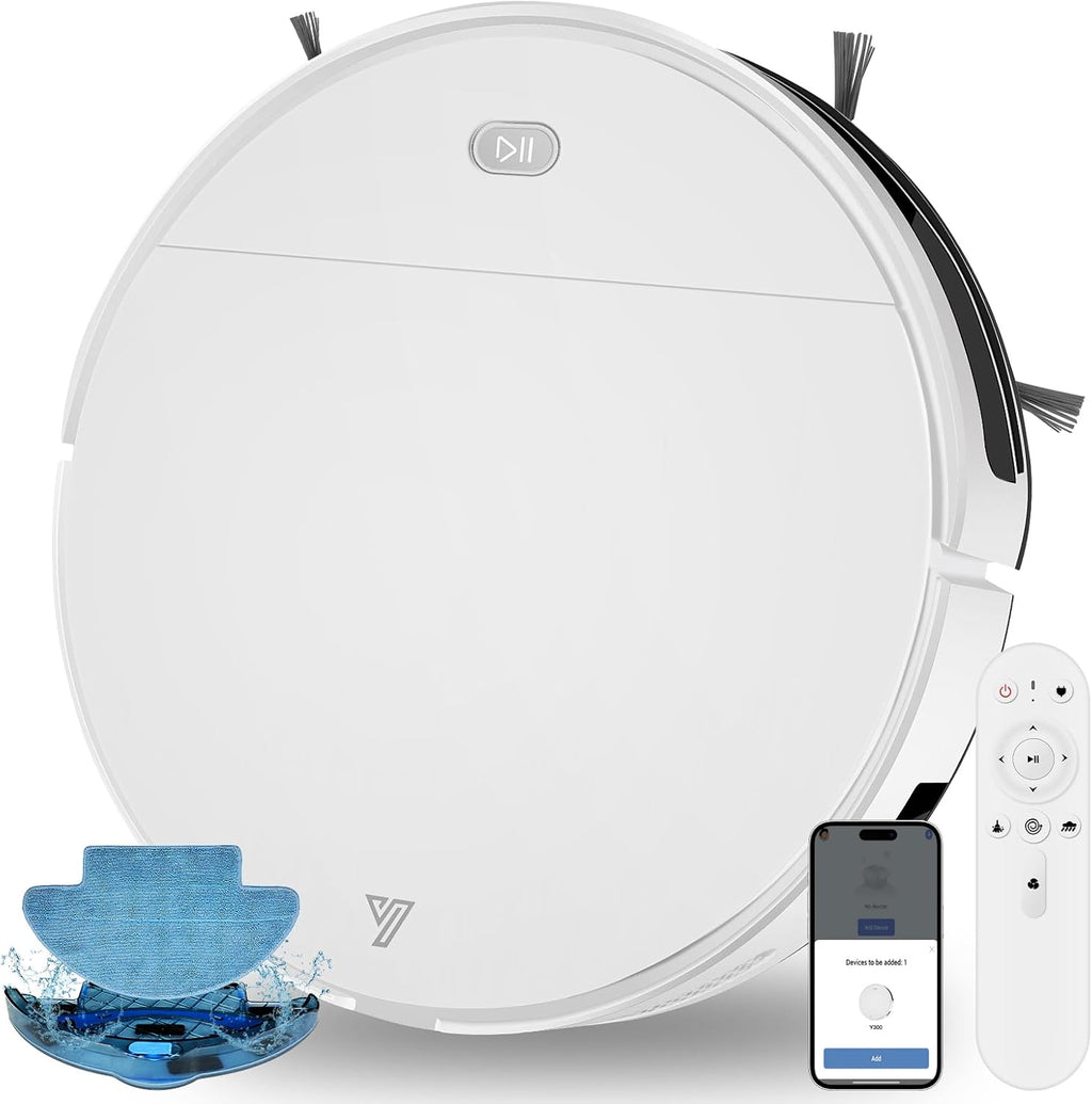 Robot Vacuum and Mop Combo,4500Pa Strong Suction,Anti-Tangle Brushless Inlet 2 in 1 Super Thin Robotic Vacuum with App/Remote/Voice Control, Self-Charging,for Pet Hair, Hard Floor, Low-Pile Carpet-W