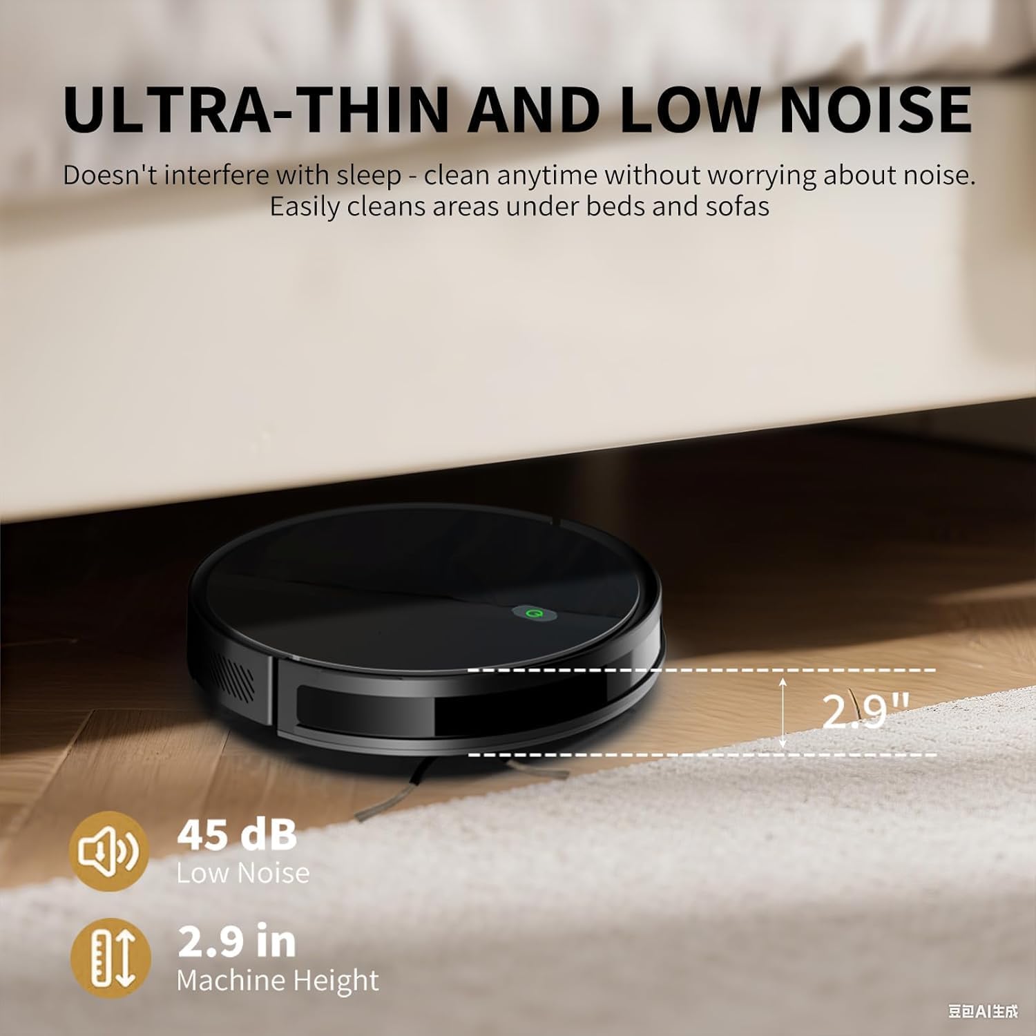 Robot Vacuum and Mop combo, 3500Pa Vacuum Cleaner Robot Navigation with high efficient roller brush, 60dB Robot Vacuum Cleaner with APP Control,Blue tooth, Ideal for Pet Hair, Carpets, Hard Floors
