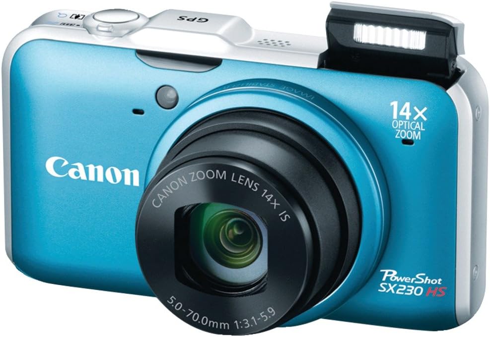 Canon PowerShot SX230 HS 12.1 MP CMOS Digital Camera with 14x Image Stabilized Zoom 28mm Wide-Angle Lens and 1080p Full-HD Video (Blue) (OLD MODEL)