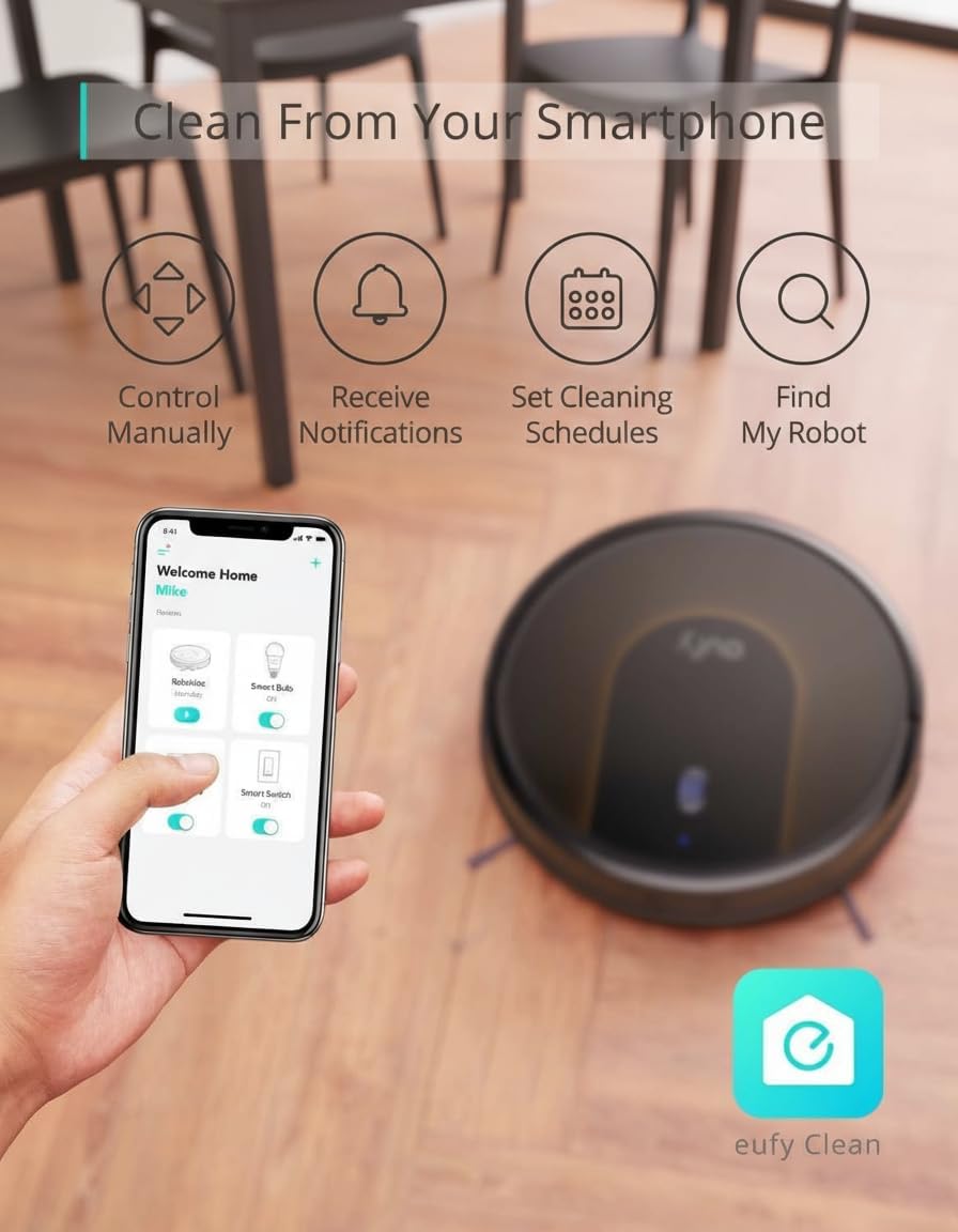 eufy by Anker, BoostIQ RoboVac 30C, Robot Vacuum Cleaner, Wi-Fi, Super-Thin, 1500Pa Suction, Boundary Strips Included, Quiet, Self-Charging Robotic Vacuum, Cleans Hard Floors to Medium-Pile Carpets