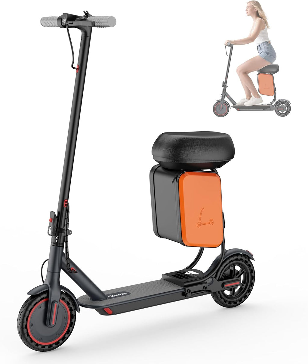 Qlaway Electric Scooter for Adults, 350W/500W Motor, 16-22 Miles Range, 8.5'/10' Solid Tires, Dual Braking & Suspension, Folding Portable Commuting E-Scooter with App