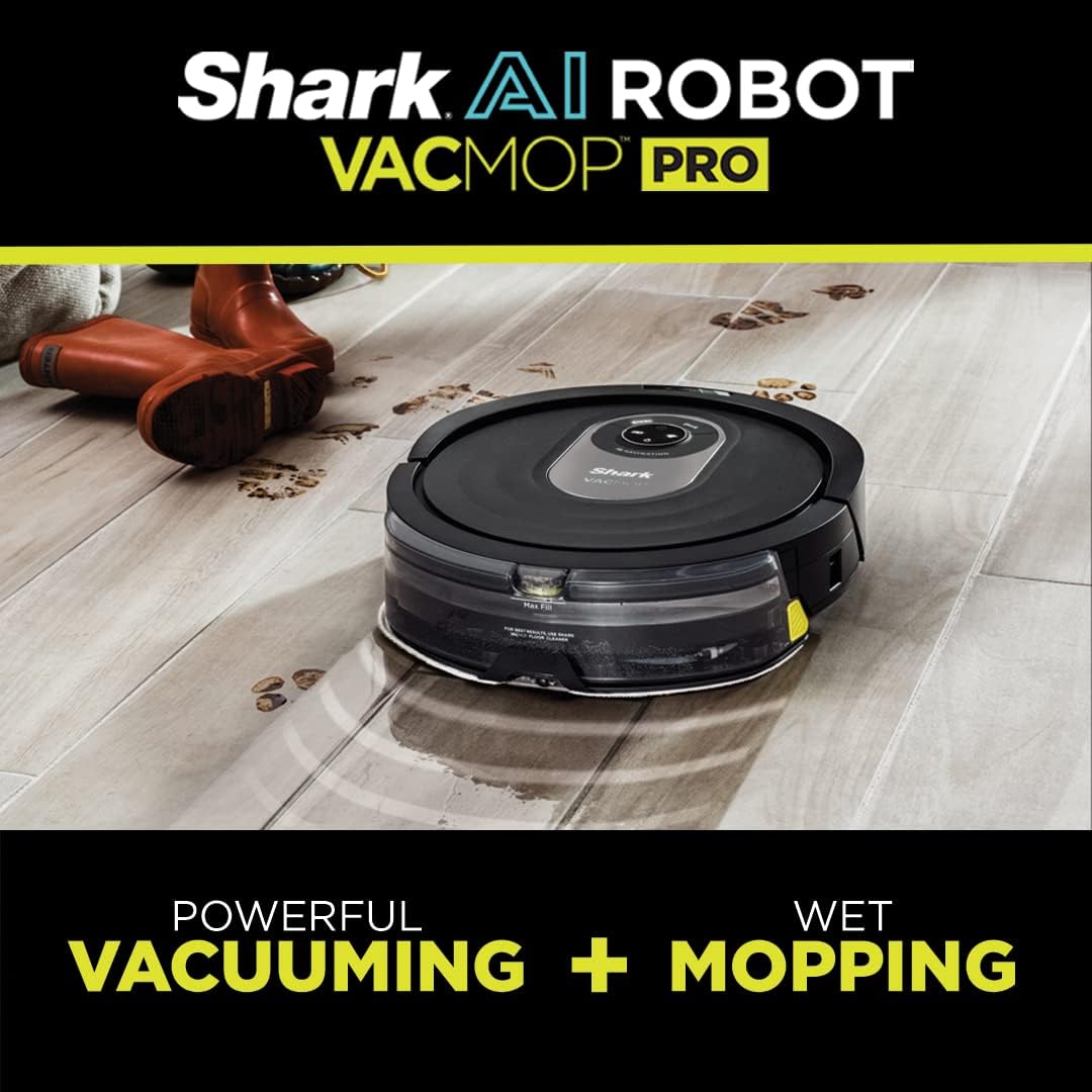 Shark AI Robot Vacuum & Mop with Self-Cleaning Brushroll for Floors, Carpet Black/Silver (RV2001WD) With LiDAR Navigation