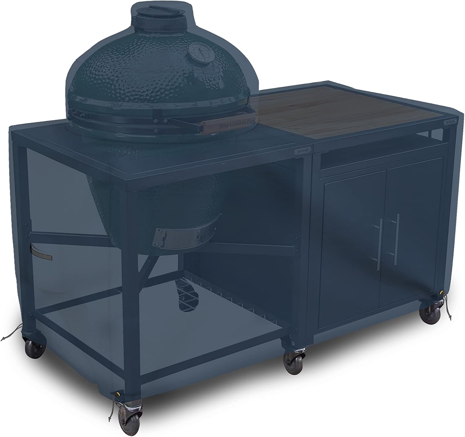 Covers & all Big Egg Grill Cover, 12 Oz Waterproof UV & Weather Resistant, PVC Coated Outdoor Cover with Air Vents & Drawstrings (60' L x 36' D x 50' H, Blue)