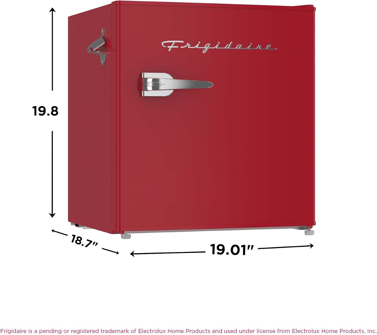 Frigidaire EFR176-RED 1.6 cu. ft. Retro Bar Fridge with Side Bottle Opener, Red