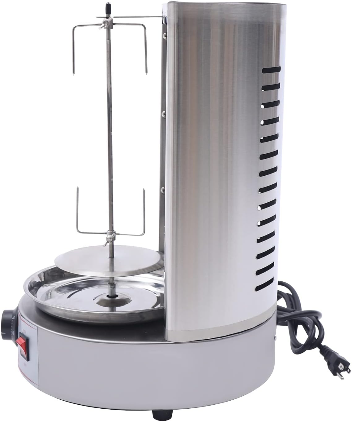 Shawarma Grill Machine Commercial Electric Vertical Rotating Rotisserie Shawarma Machine 3KW Doner Kebab Machine Meat Grill Broiler Shawarma Gyro Grilling with Meat Catch Pan for Family Restaurants