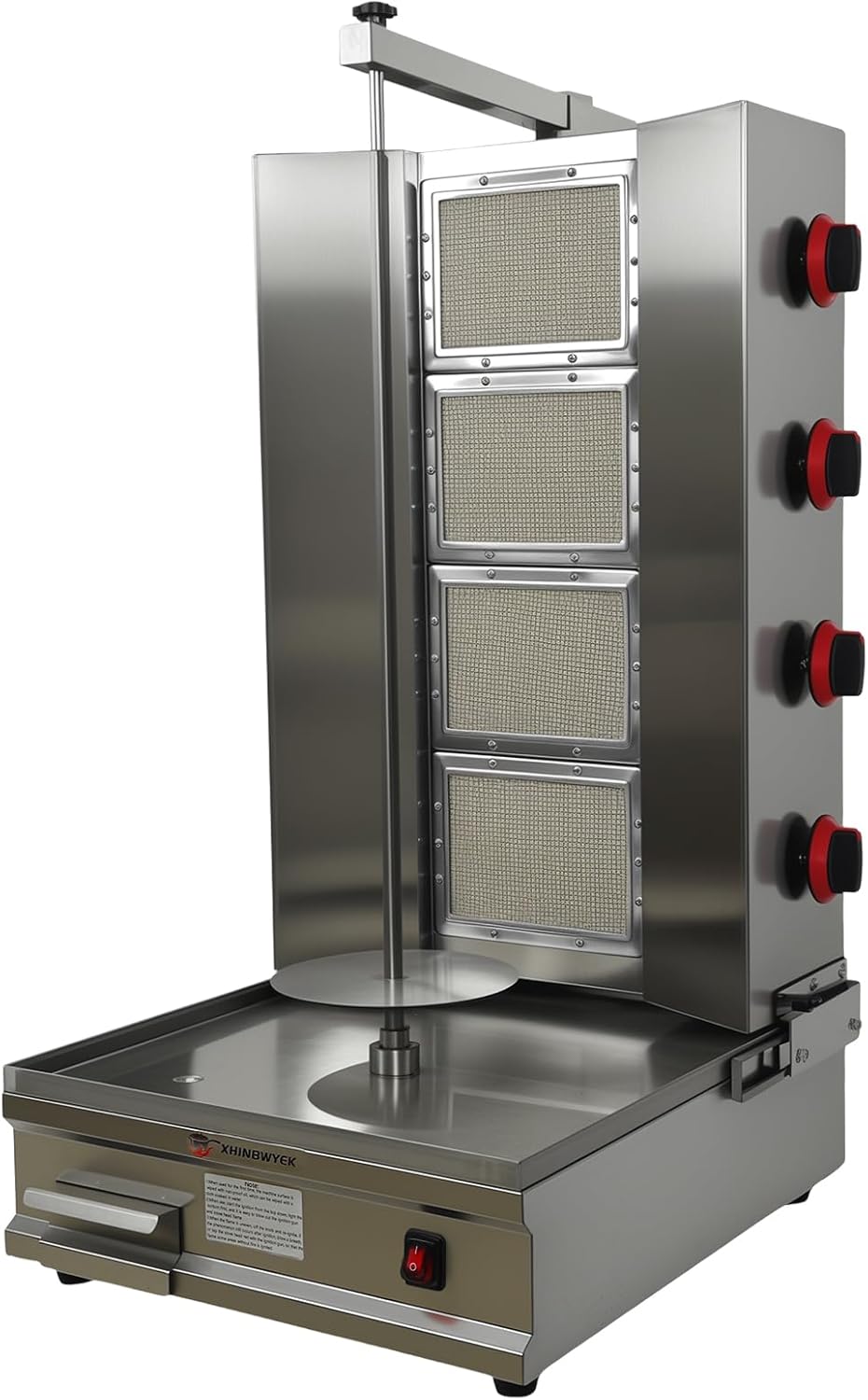 Shawarma Machine Oven Rotisserie Kebab Turkey Infrared Burner, Automatic Rotation and Adjustable Distance, 4 Propane Controls Up to 750°F,Vertical Skewers, Stainless Steel
