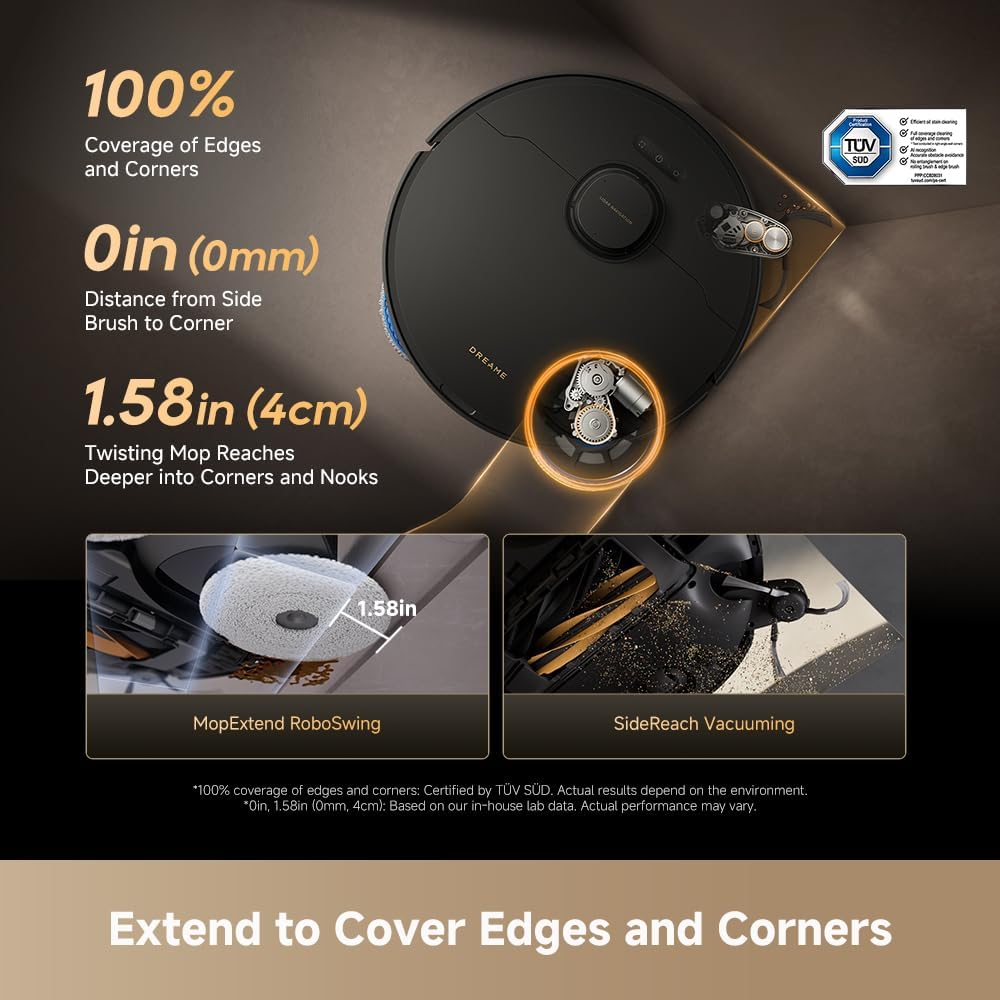 DREAME Matrix10 Pro Robot Vacuum and Mop, Featuring Multi-Mop Switching Dock, Three-Solution Compartment, Detangling Brush, 30,000Pa Suction, 212°F (100℃) Mop Self-Cleaning Black