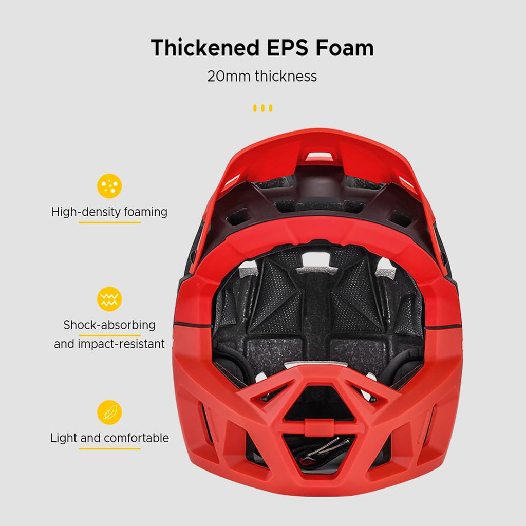 Lixada Adult Bike Helmet, Full Face Mountain Bike Helmet Lightweight Bicycle Helmet with Pads & Visor, Comfort Cycling Helmet Racing Downhill MTB Helmet for Men Women