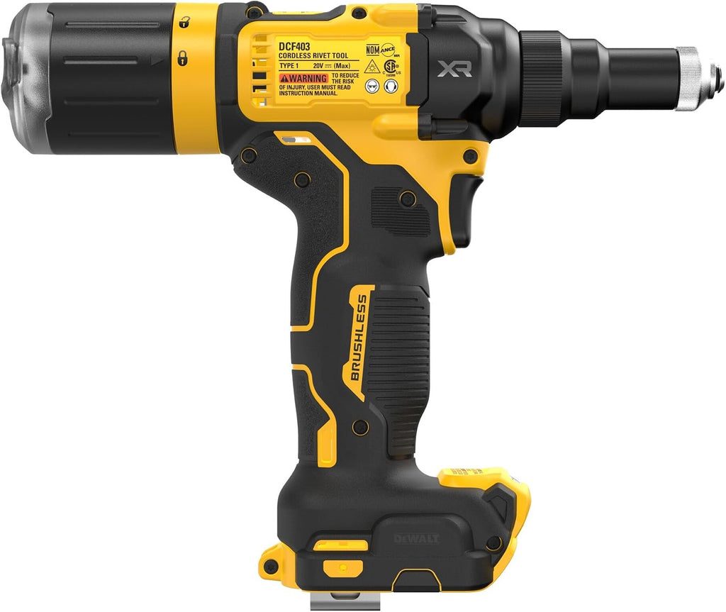 DEWALT 20V MAX XR Cordless Rivet Tool, 3/16', Bare Tool Only (DCF403B)