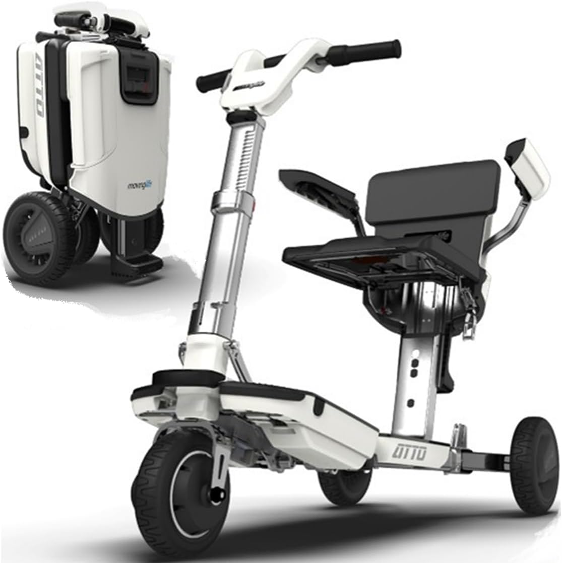 ATTO Folding Travel Powered Mobility Scooter by MovingLife, with Arm Rests, Full-Size Portable Electric Scooter, Lightweight Lithium Battery, Airline Approved (with Arm Rests)