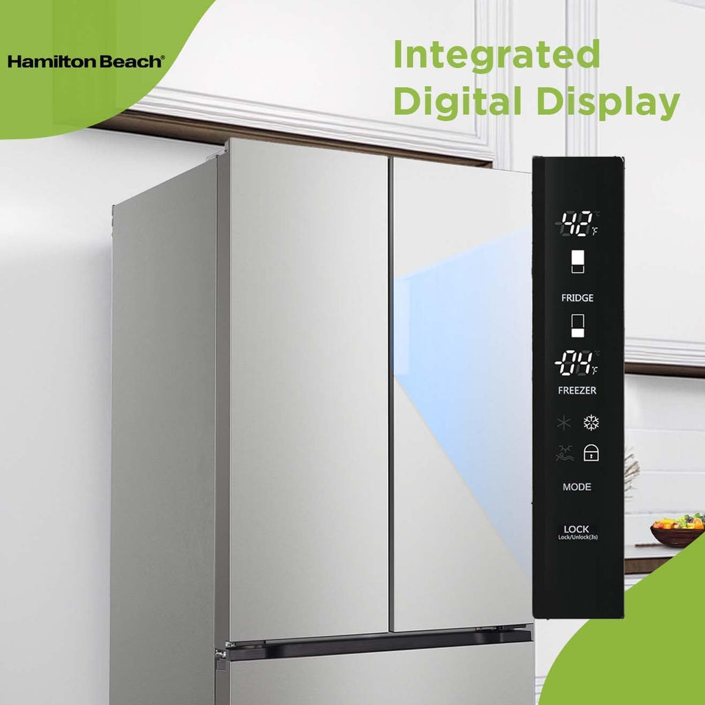 Hamilton Beach HBF1770 French Door Counter Depth Refrigerator with Freezer Drawer, 17.7 cu ft, Stainless Steel (Full Size)