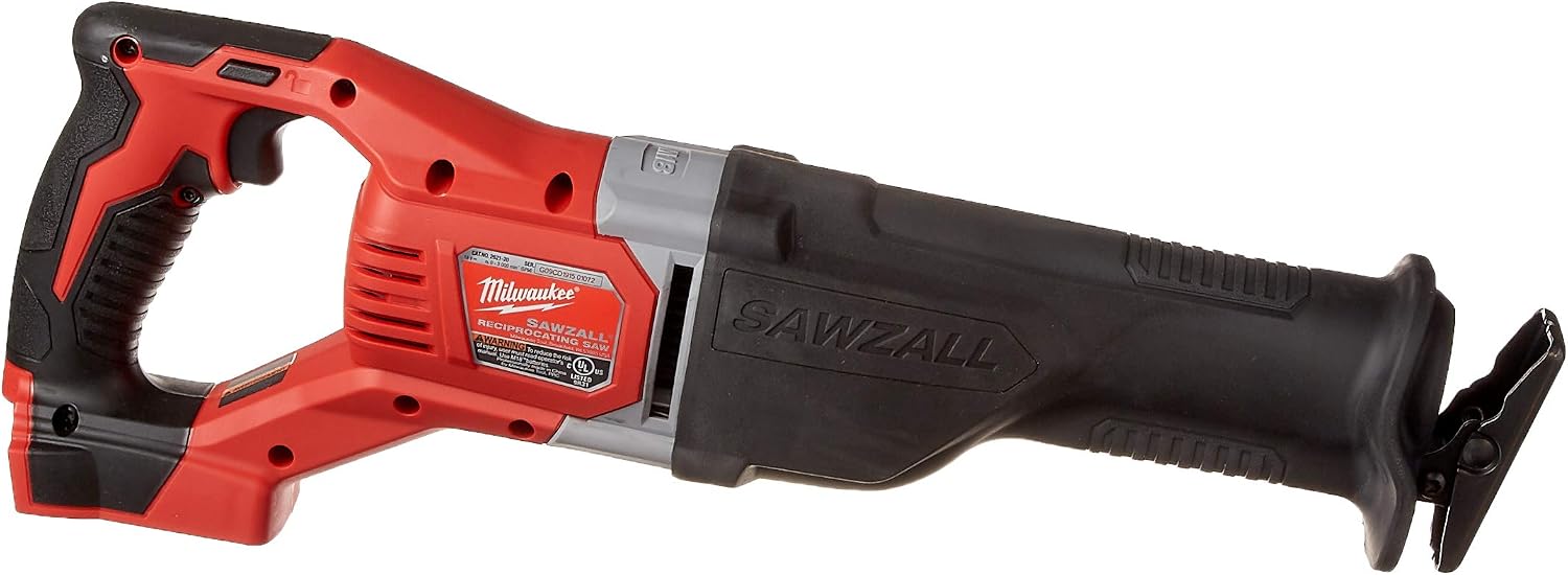 Milwaukee 2621-20 M18 18V Lithium Ion Cordless Sawzall 3,000RPM Reciprocating Saw with Quik Lok Blade Clamp and All Metal Gearbox (Bare Tool)