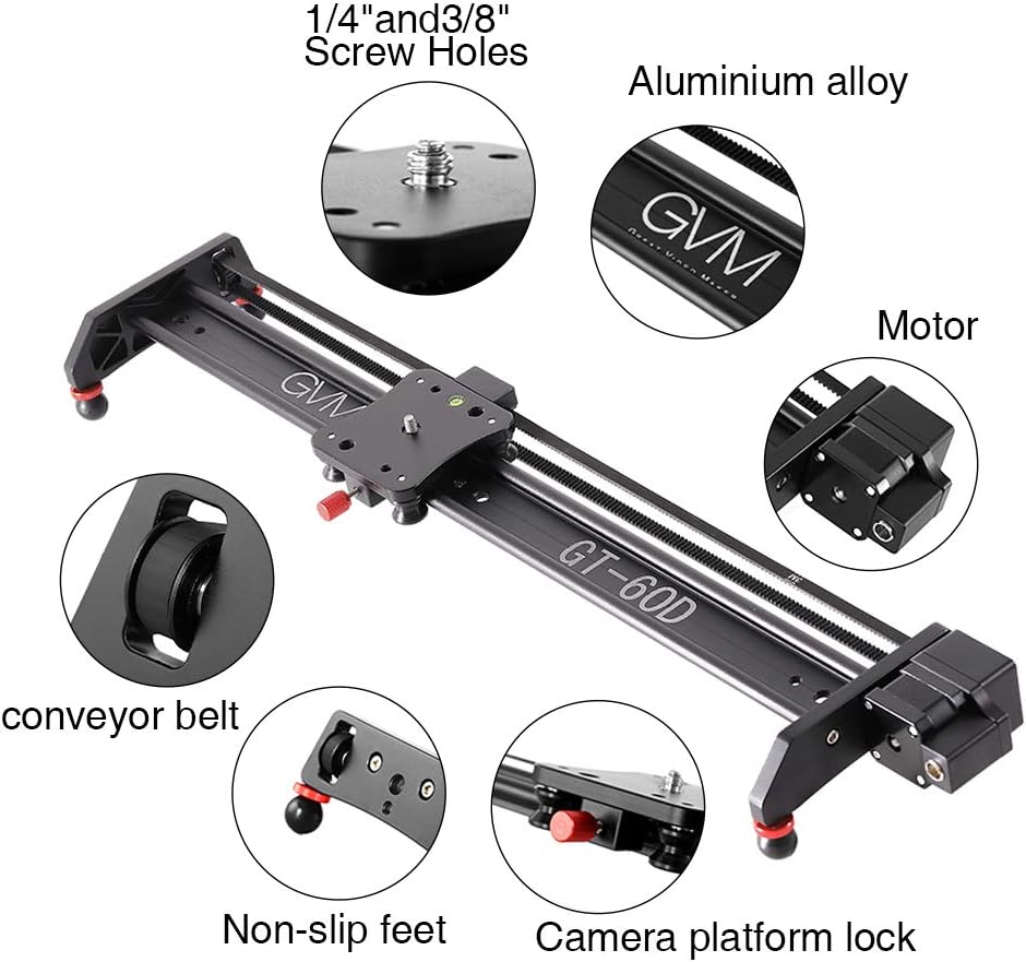 GVM Camera Slider, 27' Aluminum Alloy Motorized Slider with Time-Lapse, Video Shooting and Round Trip Shooting, Track Dolly Rail for Most DSLR Cameras for Interview Photography