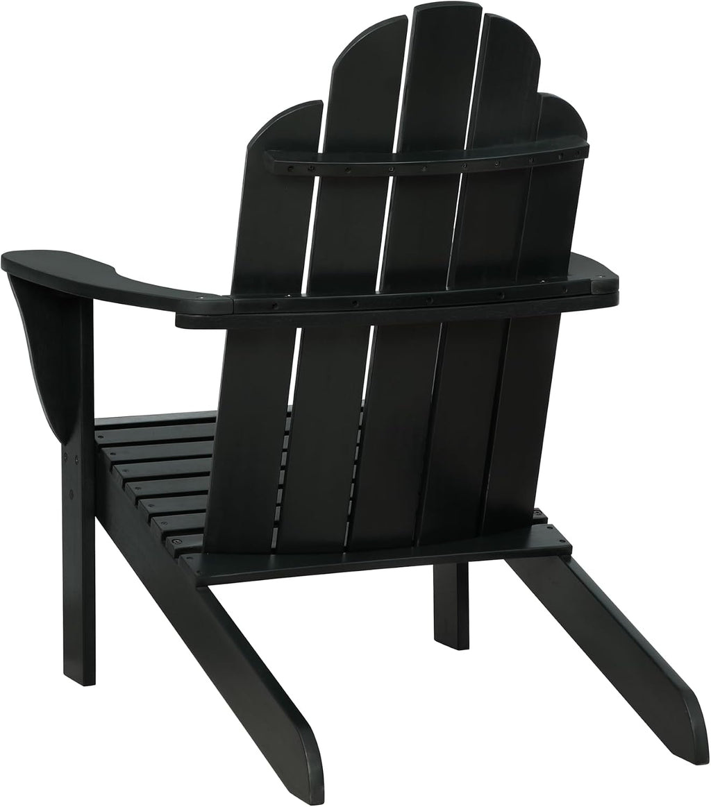 Linon Jayce Black Solid Wood Adirondack Two Piece Chair and Side Table Set