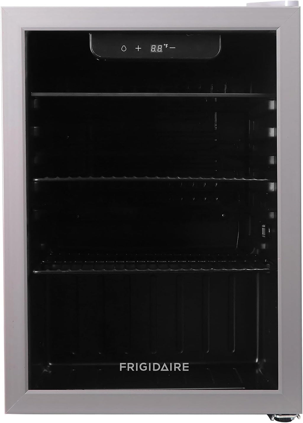 Frigidaire EFMIS9000AMZ, Beverage Fridge Refrigerator with Glass Door, Compact Mini Fridge with Digital Temperature Control Fits 88 Cans or 25 Bottles, 74L Capacity - 19.29'D x 25'W x 17.51'H, Silver