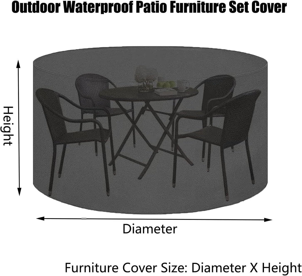 Dining Table Chair Set Cover 114' D x 39' H, Outdoor Waterproof Furniture Covers, 420D Heavy Duty Gas BBQ Grill Cover, Windproof Outdoor Cover for Garden (290x100cm)