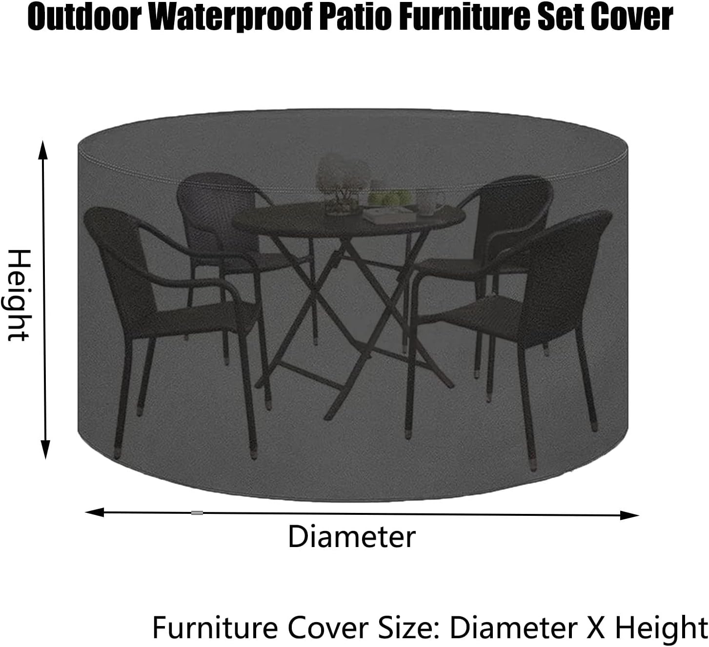Dining Table Chair Set Cover 126' D x 39' H, Outdoor Waterproof Furniture Covers, 420D Heavy Duty Gas BBQ Grill Cover, Windproof Outdoor Cover for Garden (320x100cm)