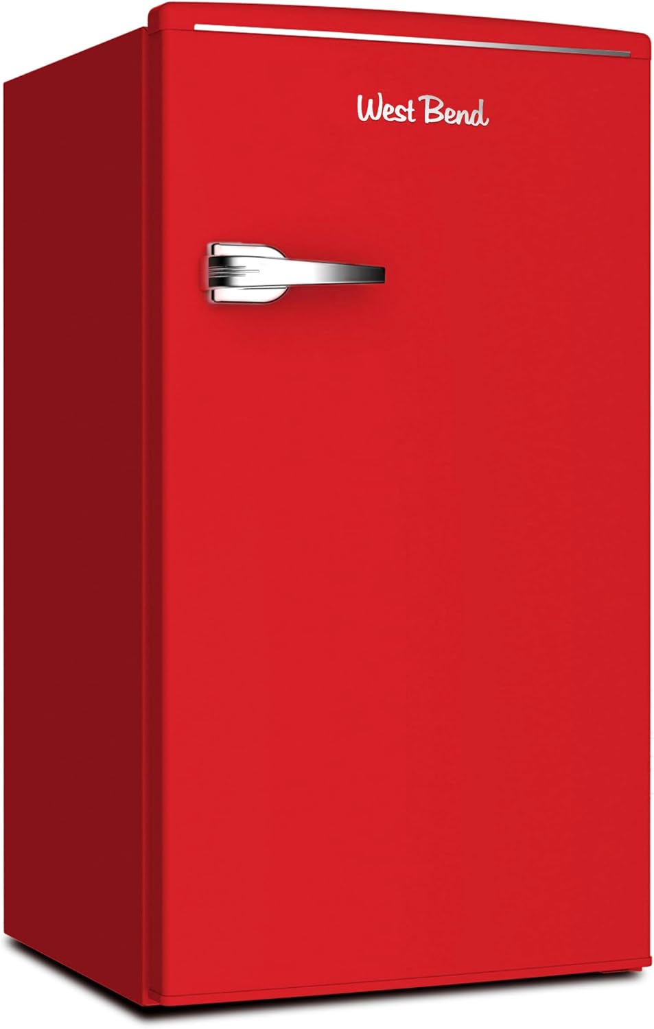 West Bend Mini Fridge for Bedroom, Office, Bar or College Dorm Room, Retro Compact Refrigerator features single door, removable glass shelves and adjustable temperature control, 3.0-Cu.Ft., Red