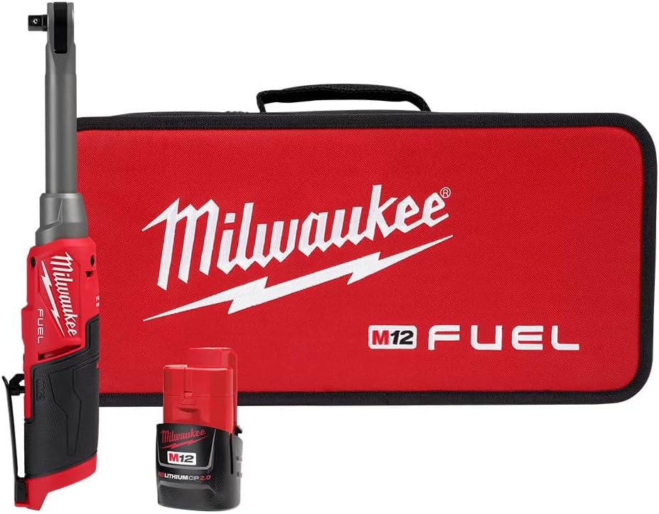 Milwaukee M12 FUEL 3/8' Extended Reach High Speed Ratchet, 35 ft-lbs Max Torque, Red