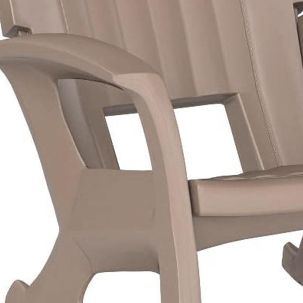 Semco Plastics Rockaway Heavy Duty Polyethylene All Weather Outdoor Rocking Chair with Backrest and Armrests for Porch, Deck and Patio, Taupe