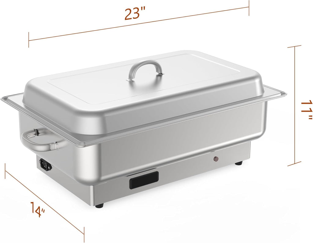 GarveeHome Electric Chafing Dish Buffet Set,3 x 3 QT Stainless Steel Food Warmers, 600W Digital Display Temperature Control Serving Trays for Parties Catering Weddings, Sections Dishwasher Safe