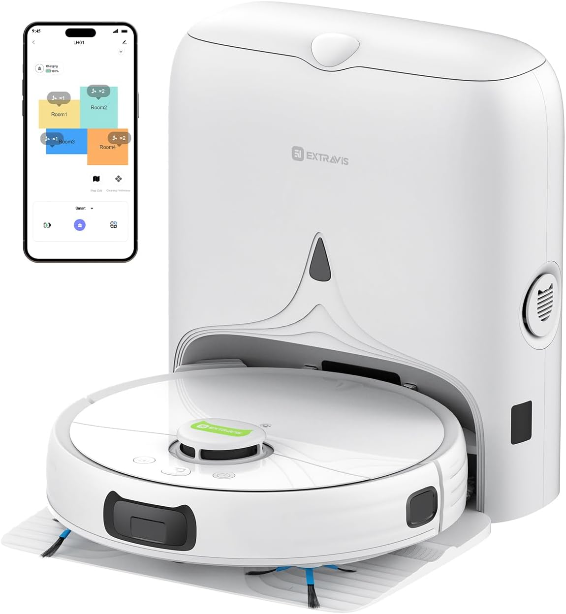 V5 PRO Robot Vacuum and Mop Combo, 10000Pa Suction, Self-Emptying Station, LDS Laser Navigation, Tangle-Free Brush for Pet Hair, Deodorizing Spray, Liftable Mop