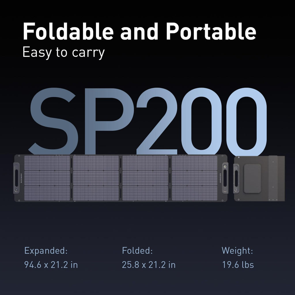 Segway SP200 Portable Solar Panel 200 Watt 20 Volt, High Efficiency Monocrystalline PV Module Power Charger for RV Rooftop Farm and Camping Hiking Off-Grid Living, Compatible with Segway Cube Series