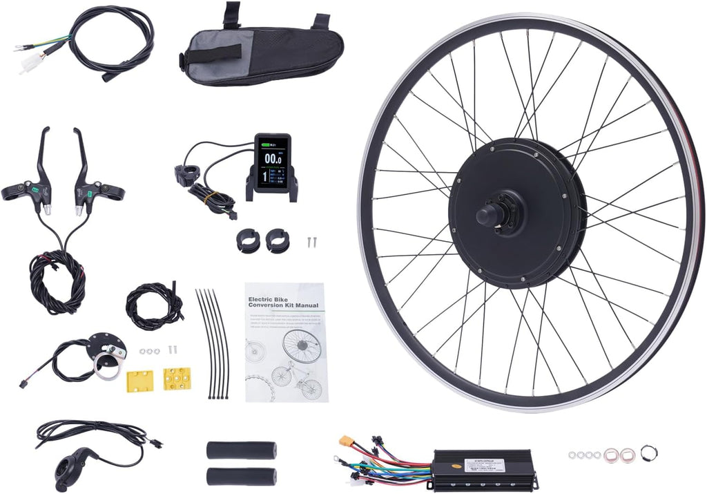 Electric Bike Conversion Kit, 48V 1000W 700C 28'/ 29' Front/Rear Wheel Electric Bicycle Hub Kit Dual Mode Controller w/LCD Display & PAS, 5-Speed Adjustment E-Bike Conversion Kit