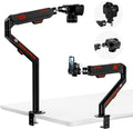 Overhead Camera Mount with 360° Adjustable Arm & Phone Holder for TikTok Live Streaming Photography Studio Content Creation, Desk Mount for for DSLR Camera/Webcam/Microphone, Black