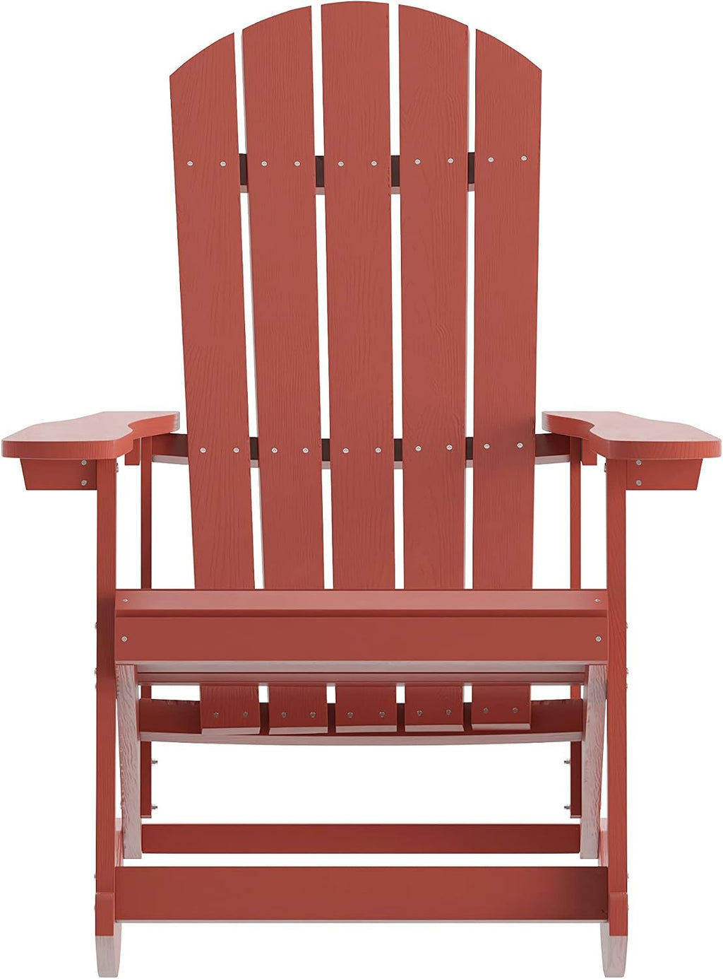 Flash Furniture Savannah Poly Resin Wood Adirondack Rocking Chair - All Weather Red Polystyrene - Stainless Steel Hardware