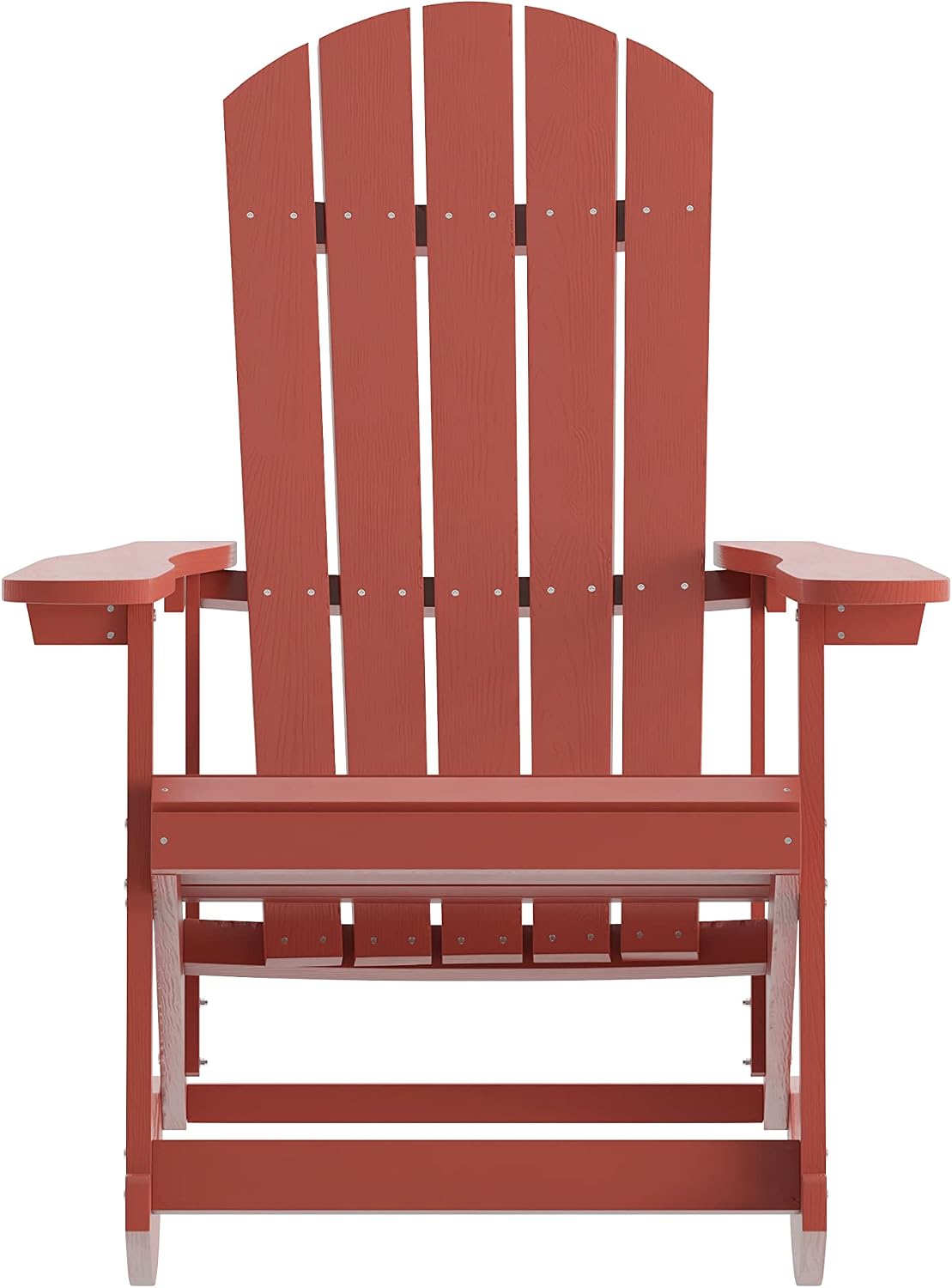 Flash Furniture Savannah Poly Resin Wood Adirondack Rocking Chair - All Weather Red Polystyrene - Stainless Steel Hardware