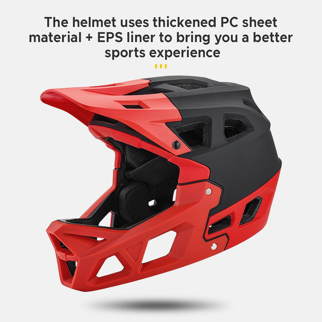Lixada Adult Bike Helmet, Full Face Mountain Bike Helmet Lightweight Bicycle Helmet with Pads & Visor, Comfort Cycling Helmet Racing Downhill MTB Helmet for Men Women