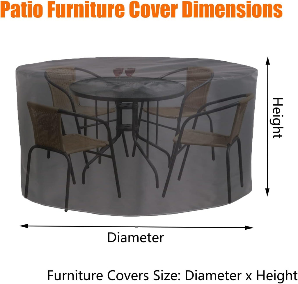 Patio Furniture Covers 106' D x 30' H, 420D Outdoor Garden Table Set Cover, Durable and Waterproof Outdoor Oxford Cloth Cover, Round All Weather Protection Covers (270x75cm)