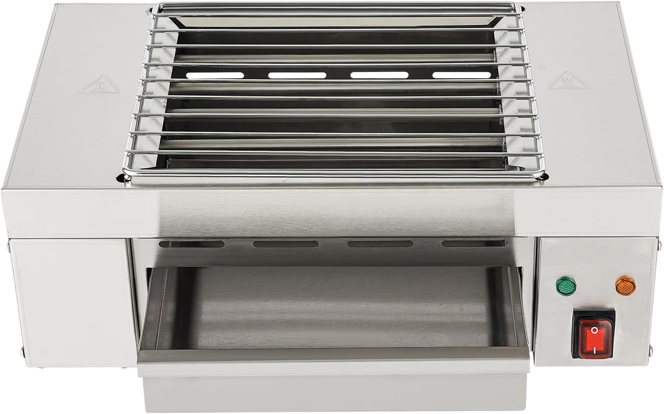 Electric Indoor Outdoor Grill 1500W Countertop BBQ Grill Removable Smokeless Grill Barbecue Oven Grill, Stainless Steel Drip Tray, Temperature Adjustment for Party Cooking Home Commercial