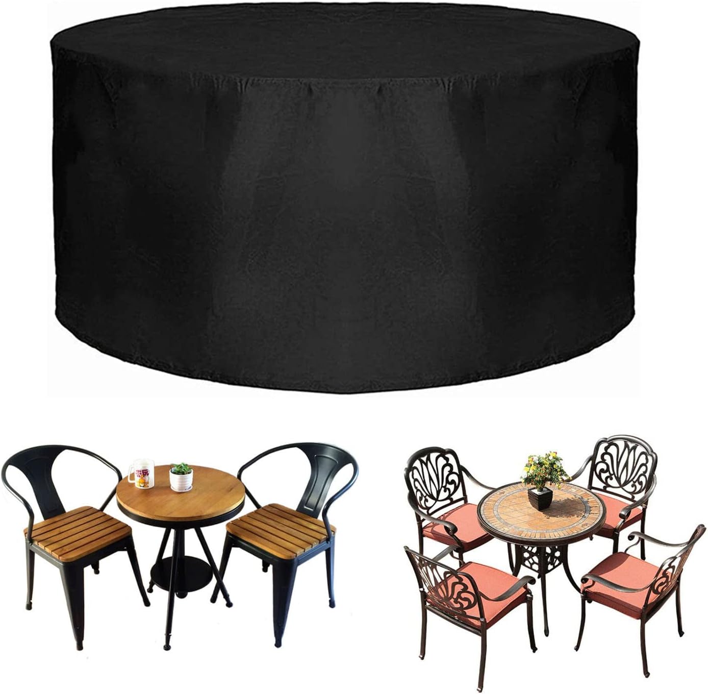 Outdoor Heavy Duty Grill Cover 122' D x 39' H, Waterproof Patio Furniture Set Cover, 420D Outdoor Round Table and Chairs Set, Durable Dustproof Outdoor Protective Cover (310x100cm)