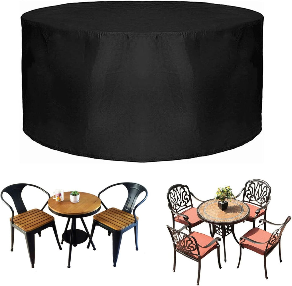 Outdoor Heavy Duty Grill Cover 130' D x 39' H, Waterproof Patio Furniture Set Cover, 420D Outdoor Round Table and Chairs Set, Durable Dustproof Outdoor Protective Cover (330x100cm)