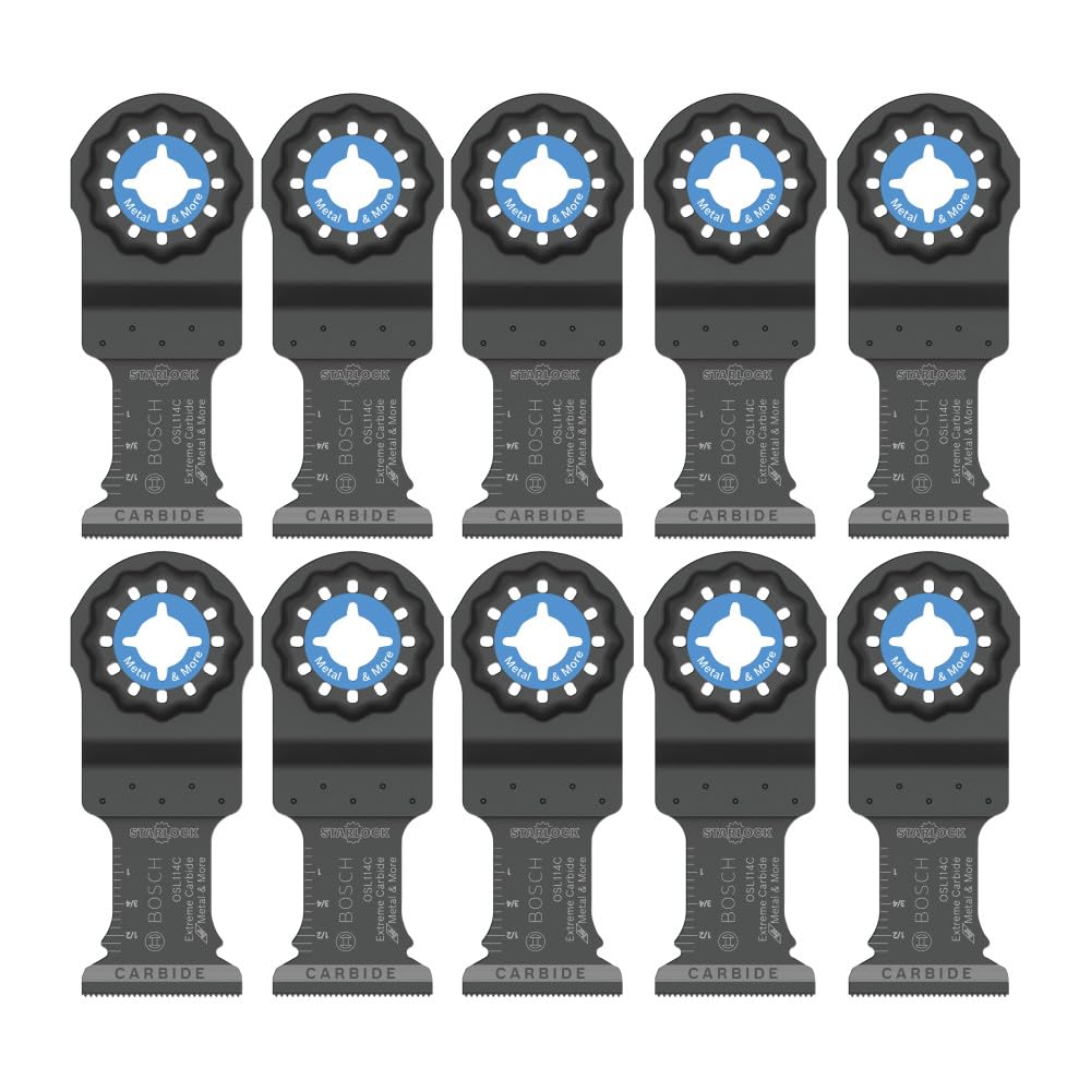 BOSCH 1-1/4 Inch OSL114C-10 Starlock Carbide Plunge Cut Blade 10-Pack - Professional Oscillating Multi-Tool Accessory with 3D Fit Interface, 30X Longer Life, Compatible with OIS Tools