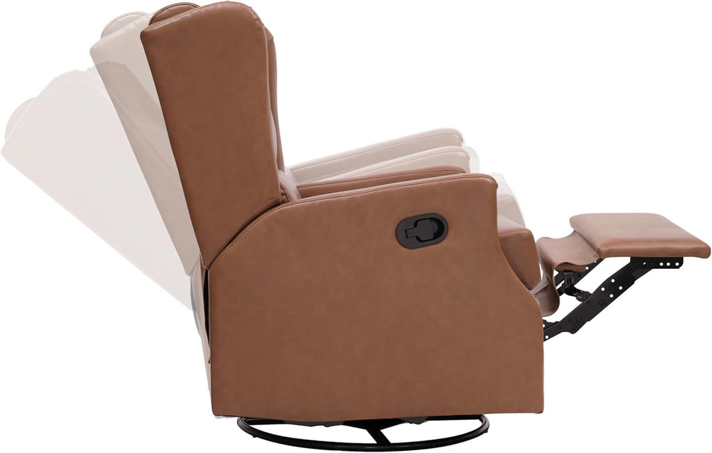 Flash Furniture Omma Swivel Glider Rocking Recliner, Manual Wingback Recliner with 360 Degree Swivel, for Living Room, Bedroom, or Nursery, Cognac LeatherSoft