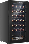 ROVSUN 28 Bottle Wine Fridge, Freestanding Compressor Wine Cooler Refrigerator, Beverage Wine Chiller with Digital Temperature Control & Double-layer Glass Door for Red White Wine, Champagne, Beer